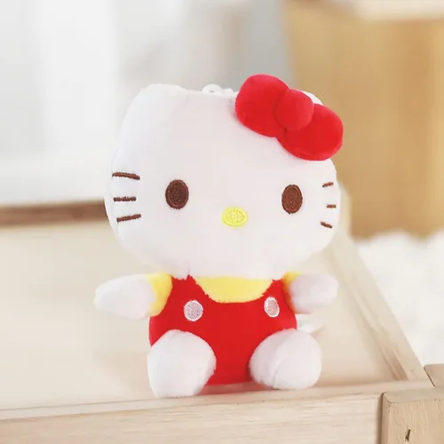 Vista 3 de Llavero de dibujos animados con colgante de muñeca linda clásica de peluche linda niña accesorios llavero colgante Rojo