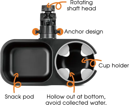 Vista 2 de Bandeja universal para refrigerios para cochecito con soporte para tazas, accesorio 2 en 1 (verde)