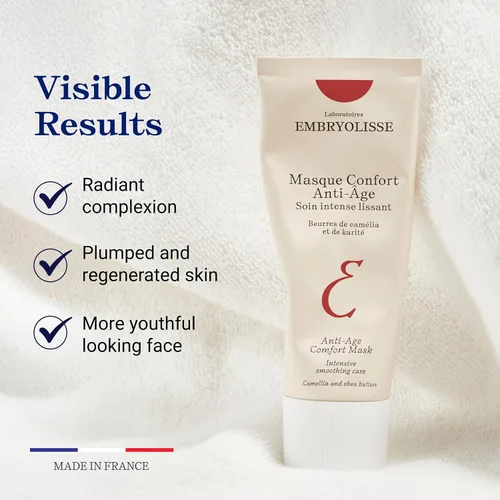 Vista 3 de Embryolisse Mascarilla antiedad, máscara facial nocturna de ácido hialurónico y vitamina E, crema antiarrugas natural y orgánica, loción sin