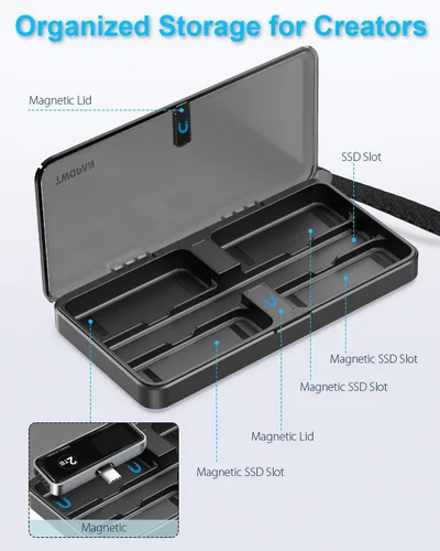 Vista 2 de Funda de viaje portátil para iPhone SSD, funda protectora de almacenamiento, compatible con TWOPAN Mag-Safe iPhone, disco duro externo SSD de 1 TB