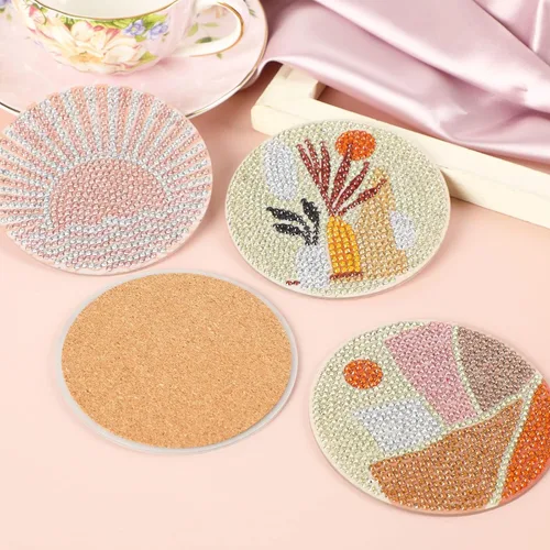 Vista 4 de UPINS 8 piezas de posavasos de arte de diamante bohemio para bebidas, kits de arte de diamante DIY para adultos, niños, principiantes, suministros