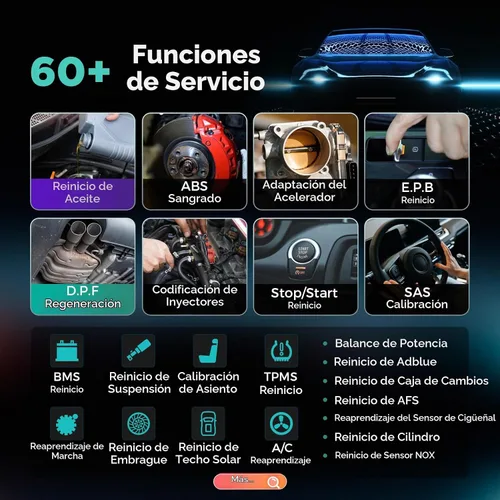 Vista 6 de LAUNCH X431 V+ Herramienta de análisis de sistema completo, escáner OBD2 de diagnóstico, lector de código bidireccional, lector de código de acción