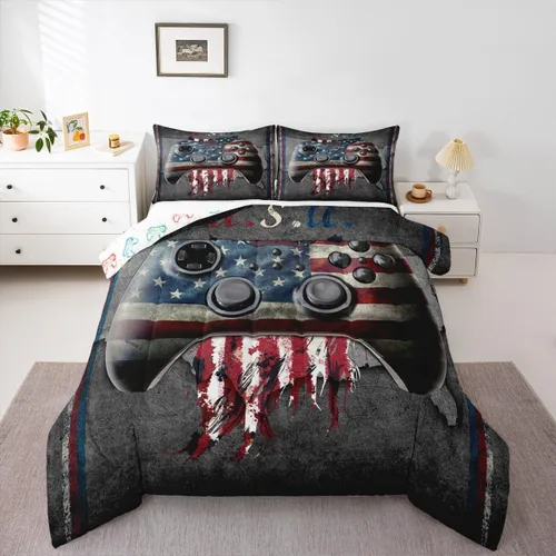 Vista 52 de Erosebridal Juego de ropa de cama individual para niñas, juego de edredón de juegos para niños, juego de cama de juegos para niños, color naranja