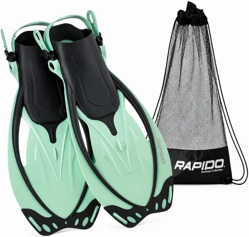 Vista 13 de Rapido Marine Open Heel Adjustable Fins - Translucent Violet Lime, Large/X