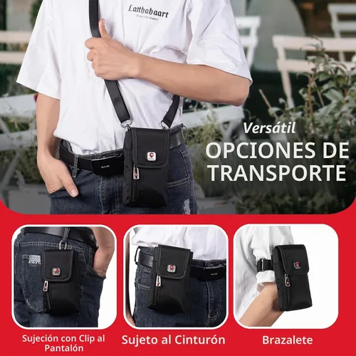 Vista 6 de Ranboo Funda de nailon para teléfono celular para cinturón, funda para teléfono con clip para cinturón para iPhone 17 Pro Max 16 Pro Max 15 Pro Max