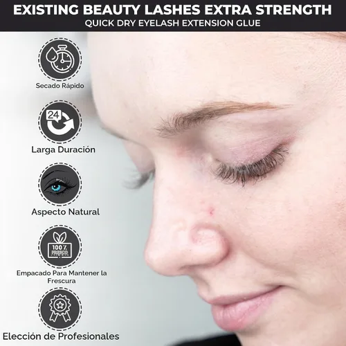 Vista 3 de Existing Beauty Lashes - Pegamento de extensión de pestañas profesional extra fuerte para extensiones de pestañas, se seca en 1-2 segundos