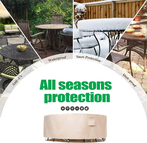 Vista 8 de F&J Outdoors Fundas para muebles de patio, impermeables, resistentes a los rayos UV, tela antidesgarros, cubierta para mesa de exterior, cubierta