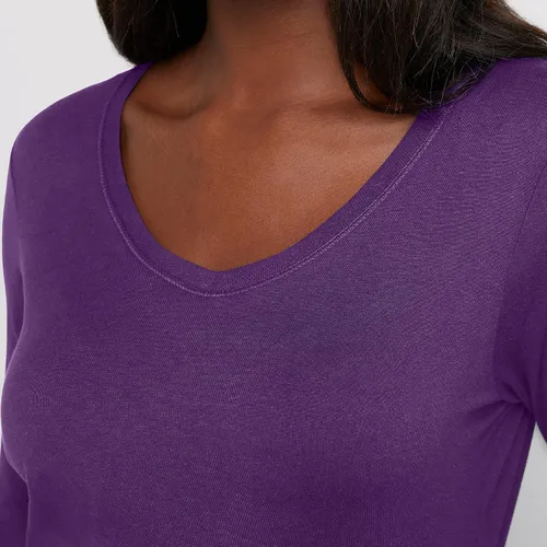 Vista 3 de Hanes Perfect-T Camiseta de manga larga con cuello en V para mujer