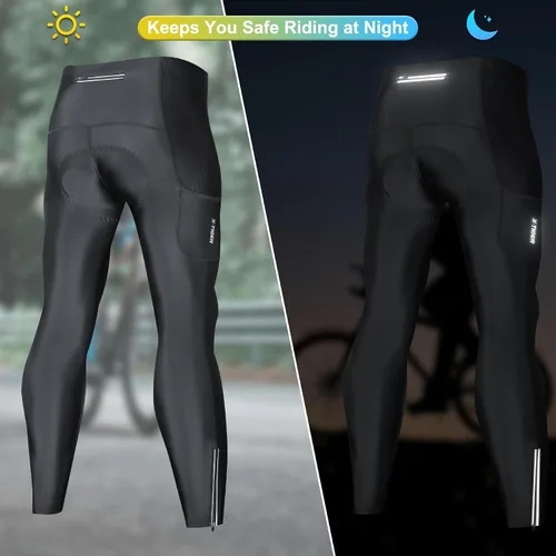 Vista 7 de X-TIGER Pantalones de ciclismo para hombre, 5D, acolchados, con gel 5D, mallas de ciclismo para montar al aire libre, montaña y carretera