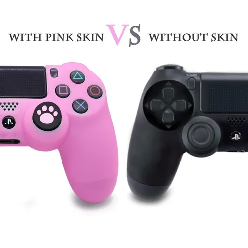 Vista 10 de Sofunii 2pcs Skin for PS4 Controller, Anti-Slip Silicone Cover Shell Case with 8 Thumb Grip Caps, Compatible with PlaySation 4 Slim/Pro Controller