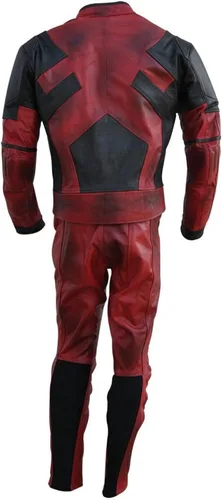 Vista 2 de LEATHERAY Traje de motociclista de cuero real para hombre con protección de armadura roja