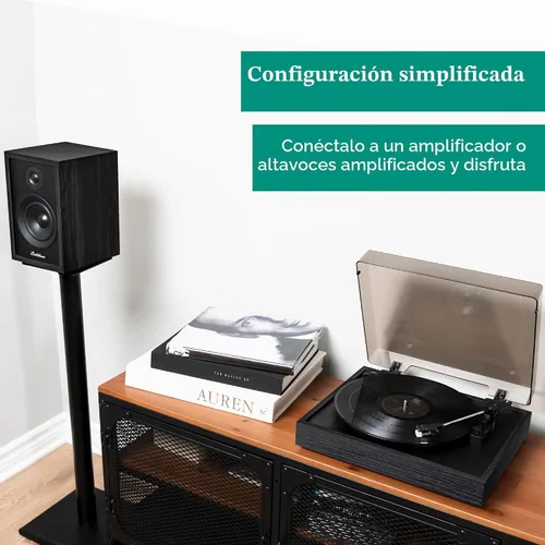 Vista 3 de Electrohome Montrose - Tocadiscos de vinilo de 2 velocidades, con lápiz óptico Audio-Technica, motor de control de velocidad, preamplificador