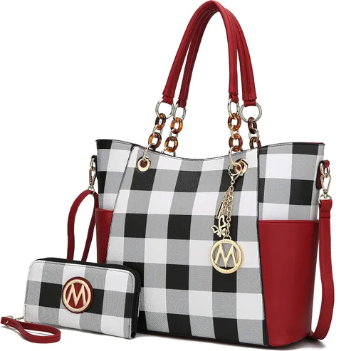 Vista 24 de MKF Collection - Juego de bolsa de mano para mujer, con cartera y asa superior, de piel vegana