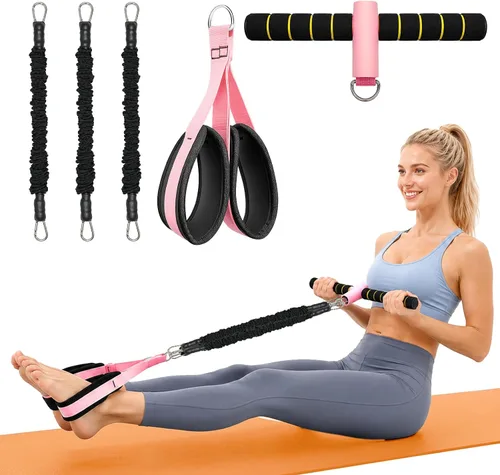 Vista 8 de Pedal Resistance Band with Handle, 6-Tube Elastic Foot Pedal Resistance Band, Natural Rubber Ankle Puller Sit-up Exercise, Multifunction Fitness