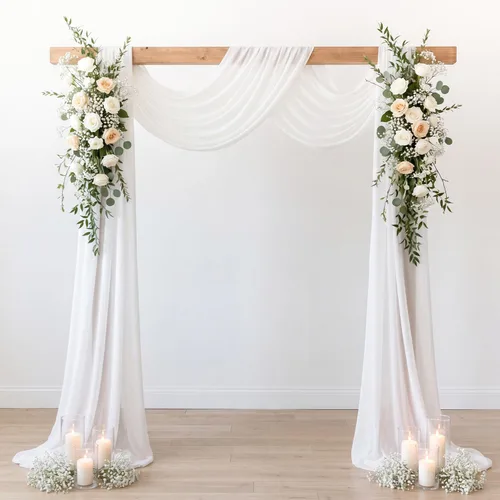 Vista 10 de FANPROMS Cortinas de gasa para arco de boda, 2 paneles de 18 pies, cortinas de gasa transparente para ceremonia, 6 yardas, tela drapeada para arco