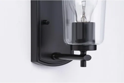Vista 3 de Progress Lighting Adley Collection - Lámpara de tocador de baño tradicional de cristal transparente, color negro mate
