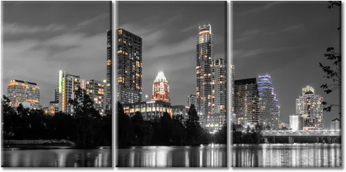 Vista 8 de TUMOVO Arte de pared en blanco y negro con paisaje urbano de Nueva York, decoración de pared de horizonte de Nueva York para sala de estar, puente