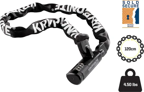 Vista 5 de Kryptonite Keeper 712 - Cerradura de cadena para bicicleta, 4 pies de largo, cadena de acero de 0.276 in, resistente antirrobo, cerradura