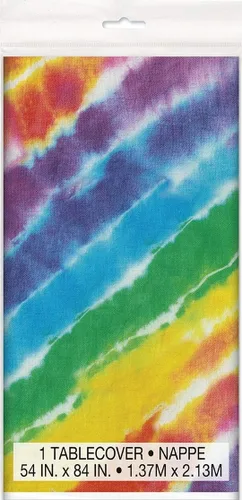 Vista 3 de Mantel de plástico Tie Dye 84 x 54 pulgadas Multicolor 1 unidad