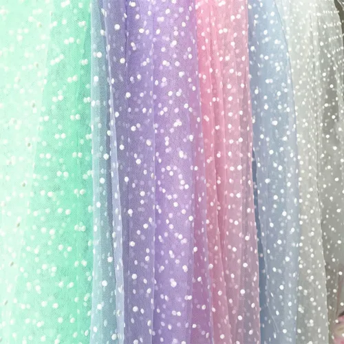 Vista 2 de ECYC Ltd 17.7 x 61 pulgadas, tela de tul de lunares blancos, tela de tul de malla de tul transparente para coser, faldas tutú, velo de novia