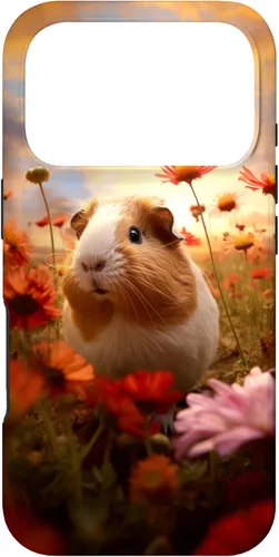 Vista 30 de Carcasa para iPhone 16 con diseño de conejillos de indias y flores para amantes de mascotas exóticas