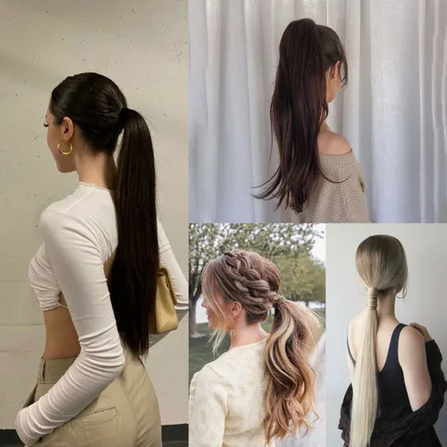 Vista 6 de Extensión de cola de caballo con clip de garra, de 18 pulgadas, extensiones de cabello ondulado largo para mujer, extensiones de cola de caballo