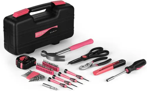 Vista 2 de Flexzion Kit de herramientas manuales de 39 piezas con estuche, kit de herramientas compacto para manitas, propietarios de viviendas, kit