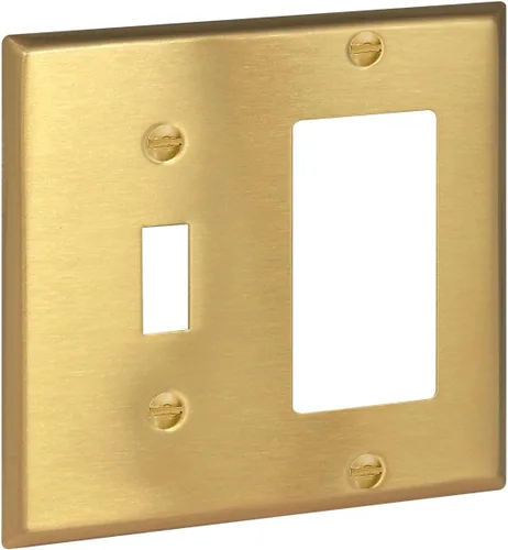 Vista 15 de Rio Salto Placa de pared de metal dorado en latón Placa de salida en blanco Cubierta para tomas de corriente no utilizadas Interruptor de pared de 1