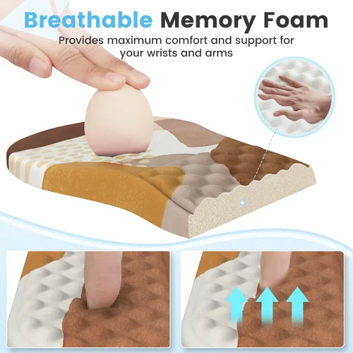 Vista 4 de HAOCOO Juego de Alfombrilla de Mouse Ergonómica con Soporte de Muñeca y Juego de Almohadillas para Teclado, 3 Piezas de Alfombrillas de Mouse