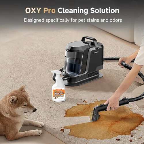 Vista 5 de Uwant Máquina limpiadora de alfombras con sistema de vapor y agua caliente y fría 18 Kpa potente succión de tapicería con limpiador Pet Pro