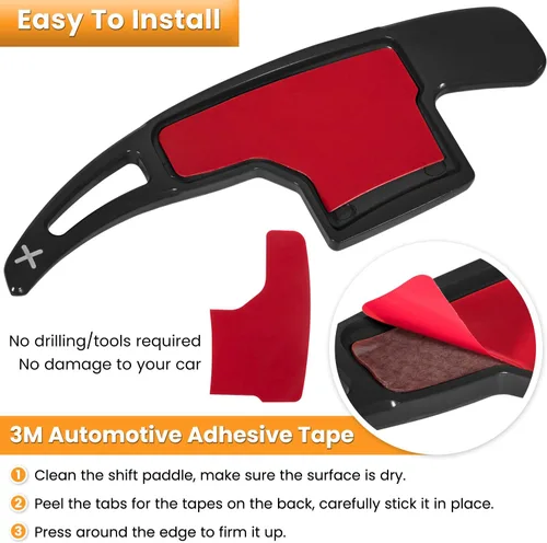 Vista 4 de Cubierta extendida para palanca de cambios de volante para Ford Mustang 2015 2016 2017 2018 2019 2020 2021 2022 2023 Accesorios de decoración Negro