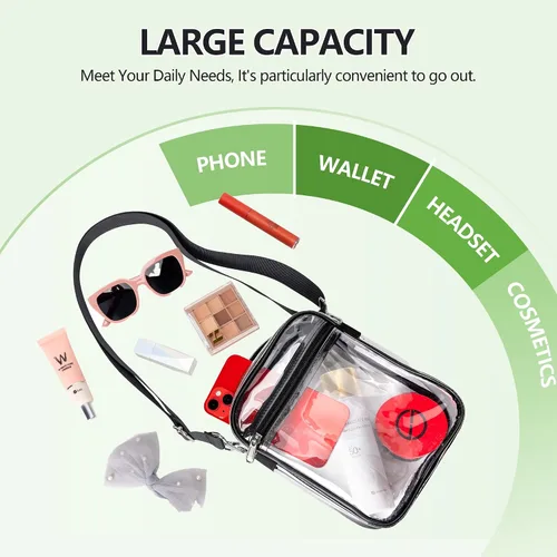 Vista 5 de MAY TREE Clear Bag for Stadium Events Clear Purse for Work Concert Sport Events