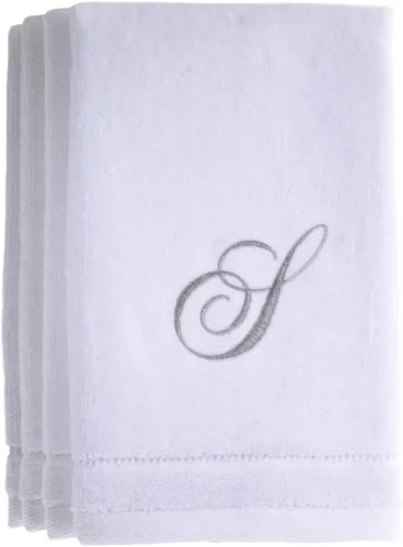 Vista 23 de Set de 4 toallas bordadas, de 11 x 18 pulgadas, extra absorbente, de algodón, acabado suave de terciopelo. Para baño/cocina/spa