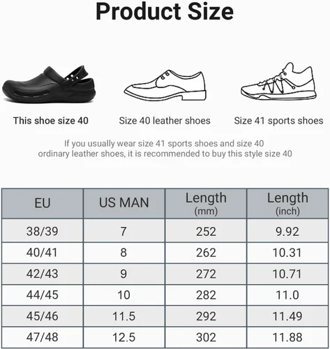 Vista 4 de Zapatos de chef antideslizantes para hombre, zuecos de trabajo de enfermería impermeables para cocina, zapatos para trabajar en restaurante de hombre