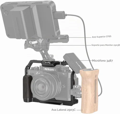Vista 8 de SmallRig Zf - Jaula para cámara Nikon Z f, con agarre ergonómico de ébano, placa de liberación rápida integrada para Arca para encender rápidamente