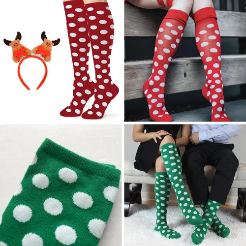 Vista 6 de Spotlight Hosiery Elite Calcetines altos de algodón suave y colorido para mujer Kawaii Fun lunares