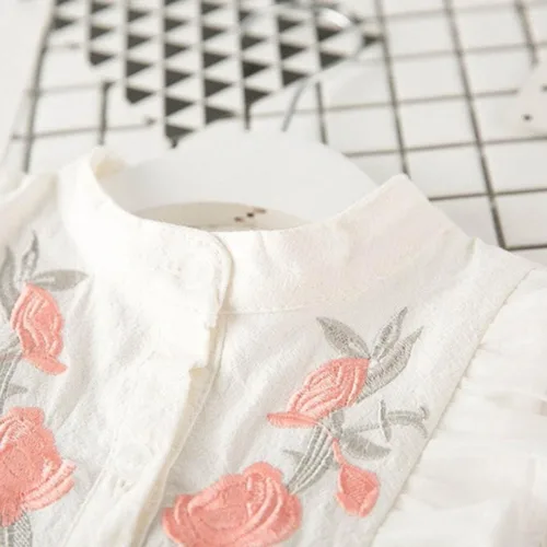 Vista 7 de Moonker Conjunto de ropa de verano para niños pequeños y niñas camiseta bordada pantalones cortos