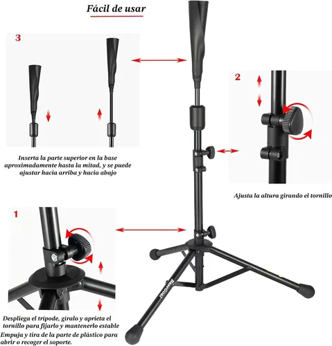 Vista 8 de BaseGoal Batting Tee Baseball Tee,Softball Travel Portable Tee Tripod Stand Rubber Tee for Batting Training Practice with Carrying Bag