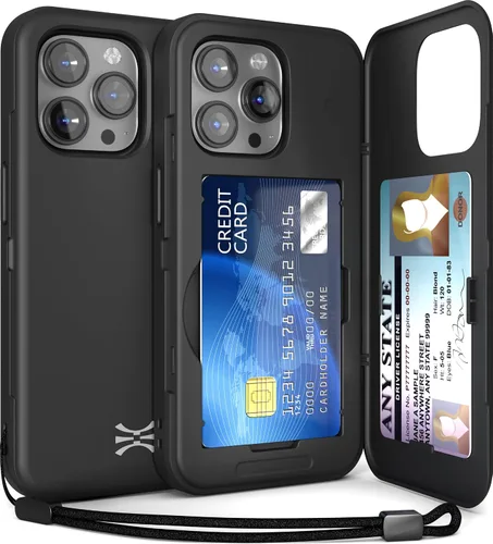 Vista 17 de TORU CX Slim - Funda tipo cartera para iPhone 15, funda protectora a prueba de golpes resistente con tarjetero oculto y ranura para tarjetas, espejo