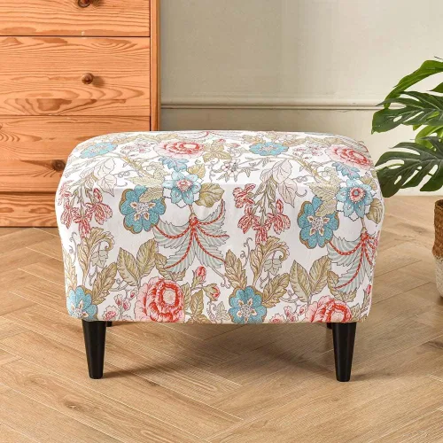 Vista 51 de Funda elástica otomana rectangular para taburete, funda de elastano estampada para reposapiés, protector antideslizante para reposapiés, con parte #1