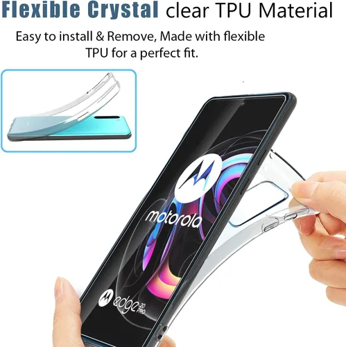 Vista 3 de MOOISVS - Protector de pantalla de vidrio templado para Motorola Edge 20 Pro (2 paquetes) + protector de lente de cámara (2 paquetes) + funda de TPU