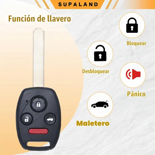 Vista 6 de SUPALAND Llavero de entrada sin llave compatible con Honda Civic 2006 2007 2008 2009 2010 2011 2012 2013 Control remoto llave de cabeza de repuesto