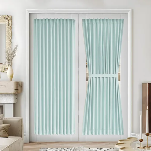Vista 129 de Vatge Cortinas laterales autoadhesivas para puertas de cristal, sin taladro, extraíble, panel de filtrado de luz, 1 panel, 12 pulgadas de ancho x 60