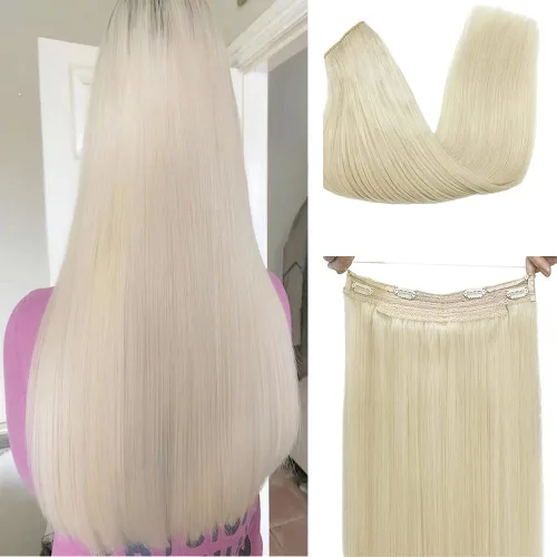 Vista 11 de Extensiones de cabello con alambre negro, extensiones de cabello balayage, extensiones de cabello con alambre de cabello humano, 14 pulgadas 70 g