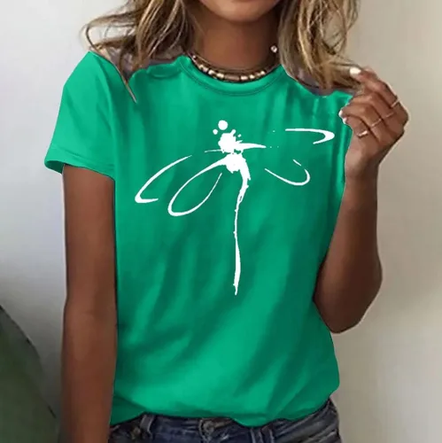 Vista 98 de Camiseta con estampado de animales para mujer, camiseta de libélula divertida, linda camiseta de manga corta, blusa de primavera 2023, camisas