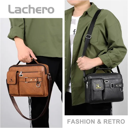 Vista 6 de Bolso bandolera pequeño de piel sintética de 11 pulgadas, bolso cruzado para mujeres y hombres, bolso cruzado para hombre