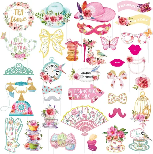 Vista 9 de SUNBEAUTY 28 piezas de accesorios de cabina de fotos de Navidad, suministros de fiesta de Navidad, accesorios de cabina de fotos para selfies