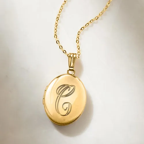 Vista 4 de Ross-Simons 10kt Yellow Gold Personalized Oval Locket Necklace