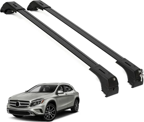 Vista 9 de ERKUL Barras transversales de techo resistentes de 220 libras para Mercedes GLA 2014-2020 Soportes de metal sólido Barras transversales de Negro