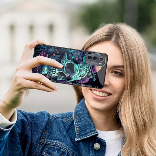 Vista 123 de Funda para Motorola Moto Edge 2022, cubierta trasera de vidrio templado con protector de pantalla, funda protectora a prueba de golpes para Motorola